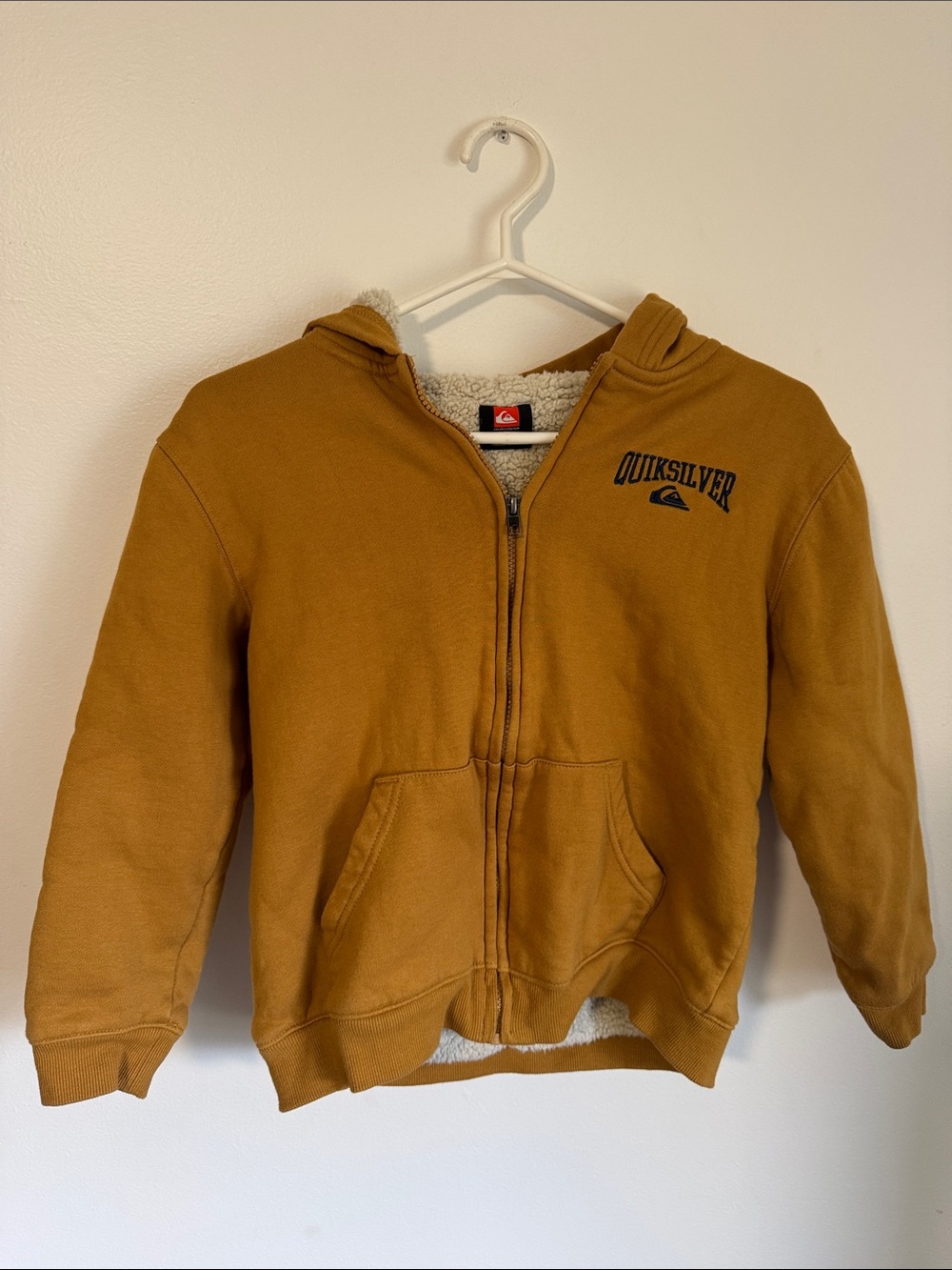 BOYS 10/12 - Quiksilver Mustard Sherpa-Lined Full Zip Hoodie